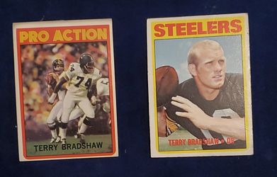 Terry Bradshaw, Two Cards 1970s, Origininal Vintage Crds