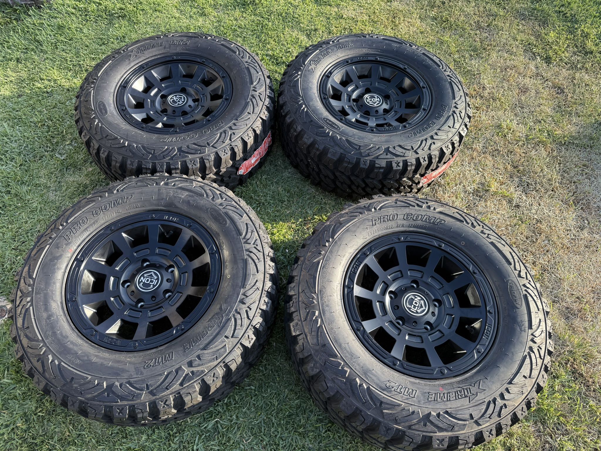 (4) 17” Icon Wheels 285/70R17 Pro Comp Mud Terrain - $1825