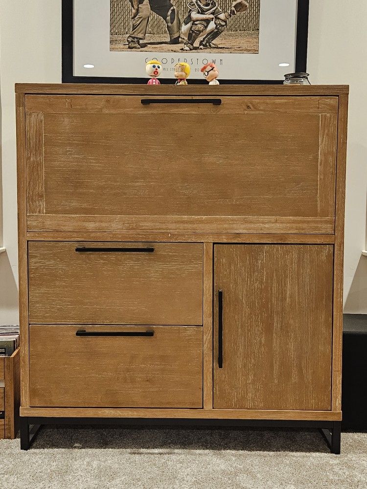 World Market Cora Weathered Wood Secretary Storage Desk