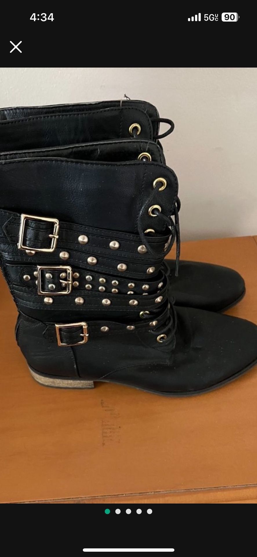 There Leather Boots For Women’s The Size Is 7 The Color Is Black