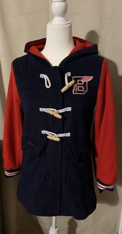 XIDUODVO WAIMAO Japanese fashion thick Wool winter coat with hood, red and navy blue coat/jacket