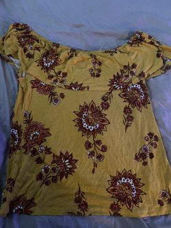 Floral Off The Shoulder Flounce Womens Blouse 