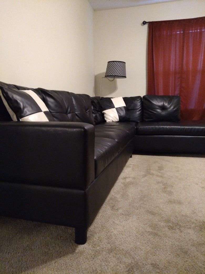 Sectional Faux Leather New Couch With Ottoman