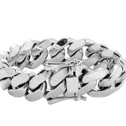 Pulsera Cubana Chamapada Oro Blanco 