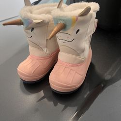 Cat & Jack Girls White | Pink Unicorn Boots size: 7