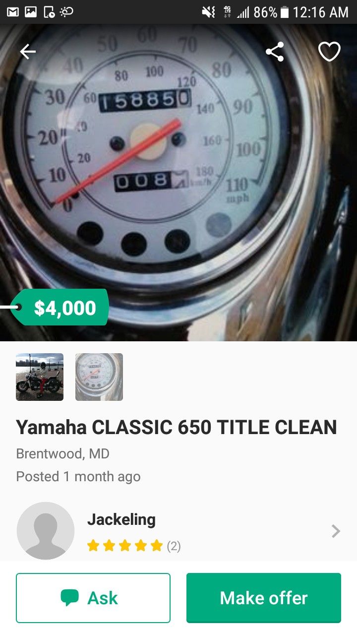 YAMAHA CLASSIC 650 TITLE CLEAN