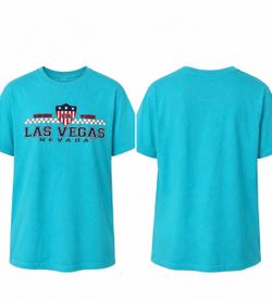 2 Las Vegas Graphic T-Shirts Men’s Large Turquoise Green New