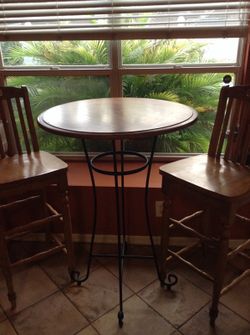 Wood Bar stools and wood table