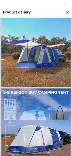 KingCamp SUV Tent, Instant 6-8 Person Waterproof & Windproof Tailgate Car Camping Tent with Movie Screen for Family Camping & Outdoor Adventures