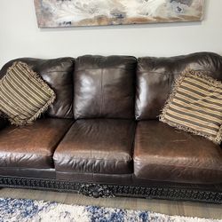 Espresso Colored Leather Living room sofa Set