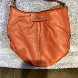 Small Orange Coach Purse W/ Long Strap