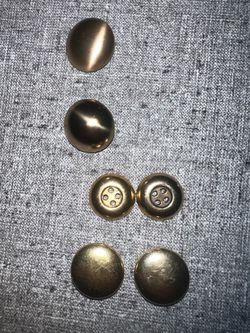 Vintage Gold Tone Metal Buttons – Mixed Set of 6