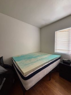 Full Size Mattress with Topper and Bed Frame