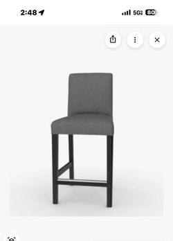 Gray Upholstered Counter Stool with Dark Legs