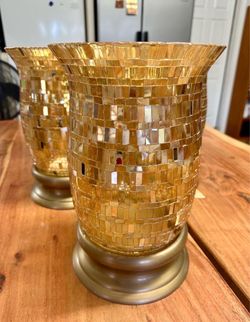 Elegant Set of 5 Amber Glass Vase Candle Holders – Perfect for Events & Decor