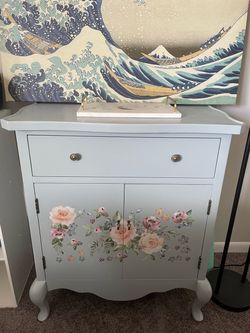 Refinished Painted Floral Cabinet with Drawer $225 OBO