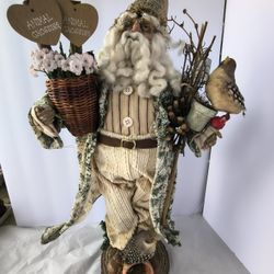 brn Woodland Garden Santa Doll Figure