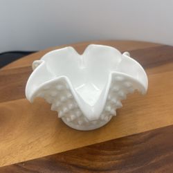 VNTG Fenton Hobnail Milk Glass Bonbon Dish