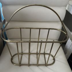 Vintage Brass Magazine Rack