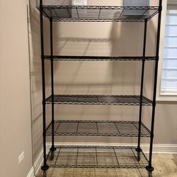 Heavy Duty 5-Tier Wire Shelving Unit on Wheels – 47.5”W x 18”D x 76”H