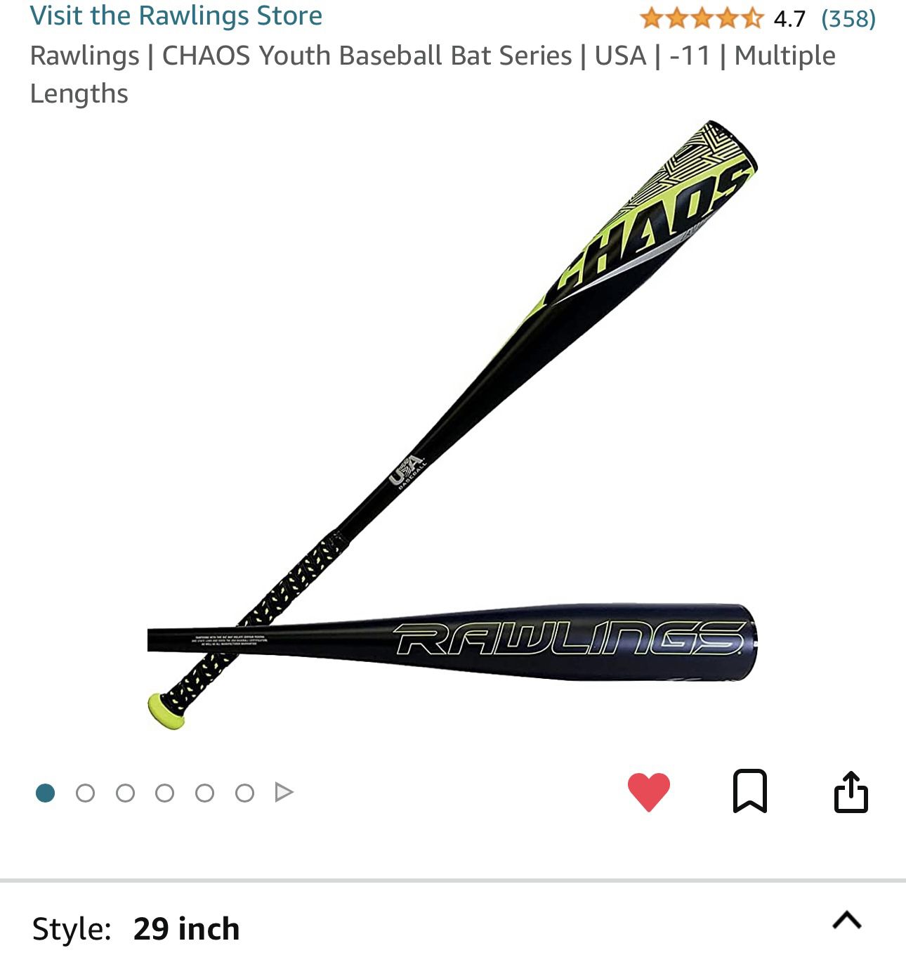 Rawlings | CHAOS Youth Baseball Bat Series 29”