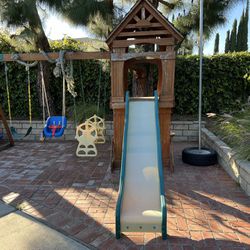 Outdoor Swing And Slide Set