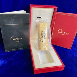 Vintage Brushed Gold Cartier Lighter New Sealed Old Stock Condition Full Set 