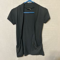 Gray Short Sleeve Fitted cardigan 