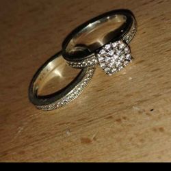 His And Hers Diamond Silver Engagement Ring Set