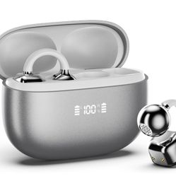 PAXA Clip On Earbuds, Clipbuds7 Open Ear Earbuds Wireless Bluetooth 5.4, Silver