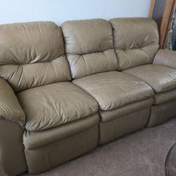 Tan Leather Recliner Sofa 