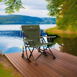 GCI OUTDOOR Kickback Rocker Camping Chair | Portable Folding Rocking Chair with Durable Armrests, Drink Holder & Relaxed Lowered Seat for Comfort — Lo