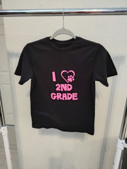 black Shirt for girls, Wonder nation, "I LOVE 2ND GRADE" size 10