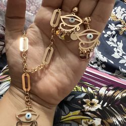 Eye Jewellery Set Plated 18 K Gold