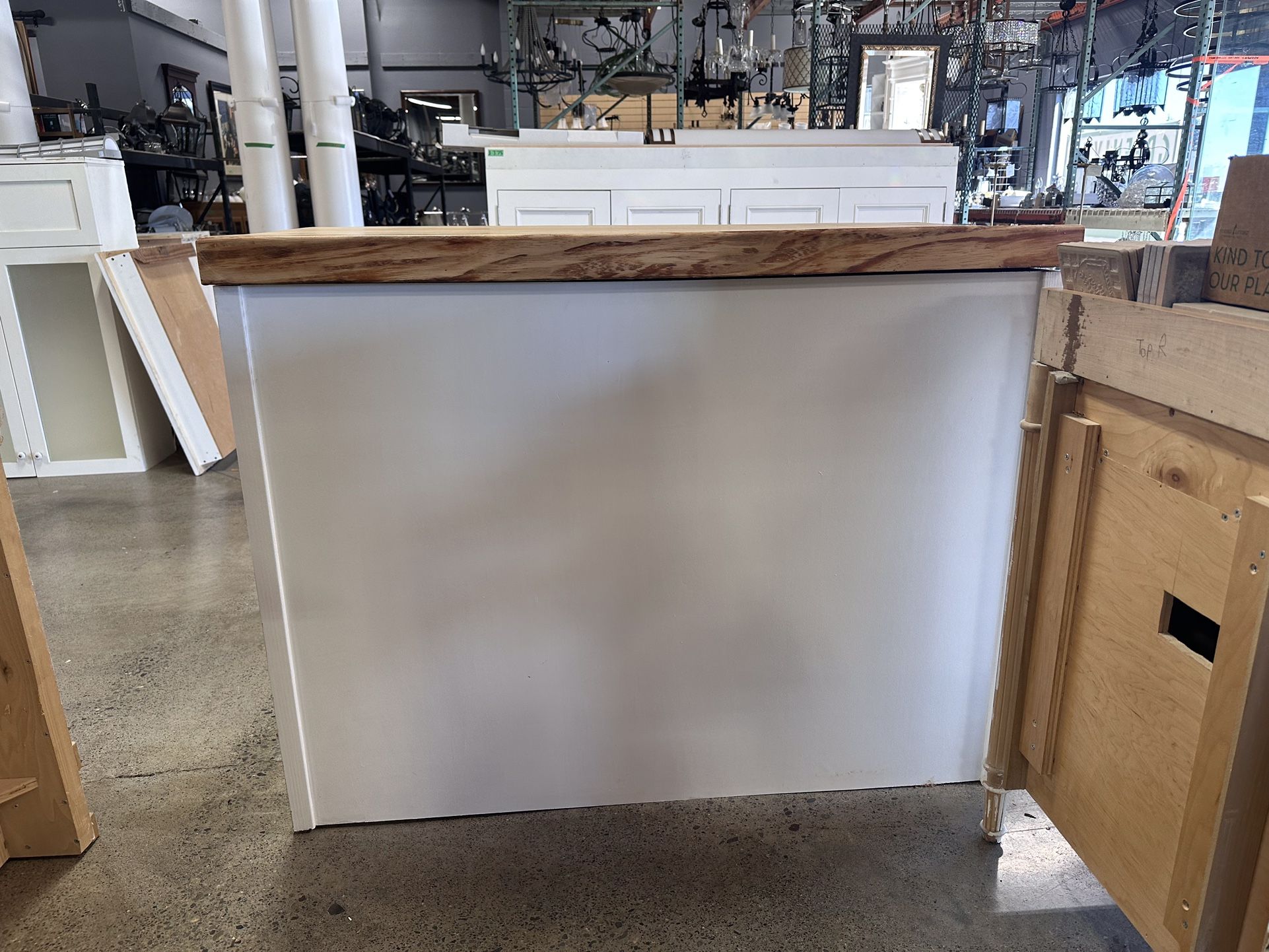 Beautiful Custom Made Island Cabinet With Blue Pine Live Edge 