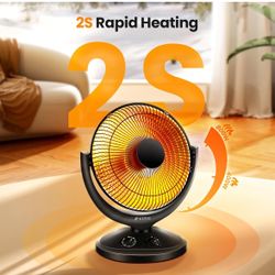 Oscillating Parabolic Space Heater with Thermostat and Timer, Radiant Dish Heater 