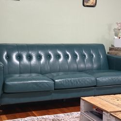 Wayfair Orren Ellis Mid-Century Modern Tufted Leather Sofa