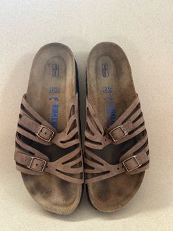 Birkenstock Brown Leather Slide Sandals