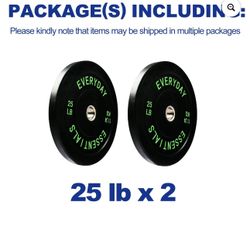 BalanceFrom Olympic Bumper Plate Weight Plate, 25 Ibs Pair Black