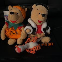 Winnie The Pooh Plushy Lot And Pen. One Plushy Is New With Tags 