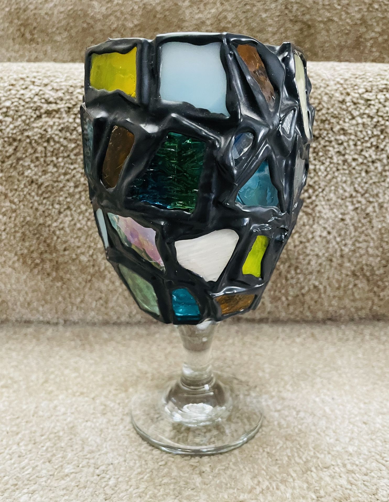 Artistic Mid Century Modern Mosaic Candle Holder 