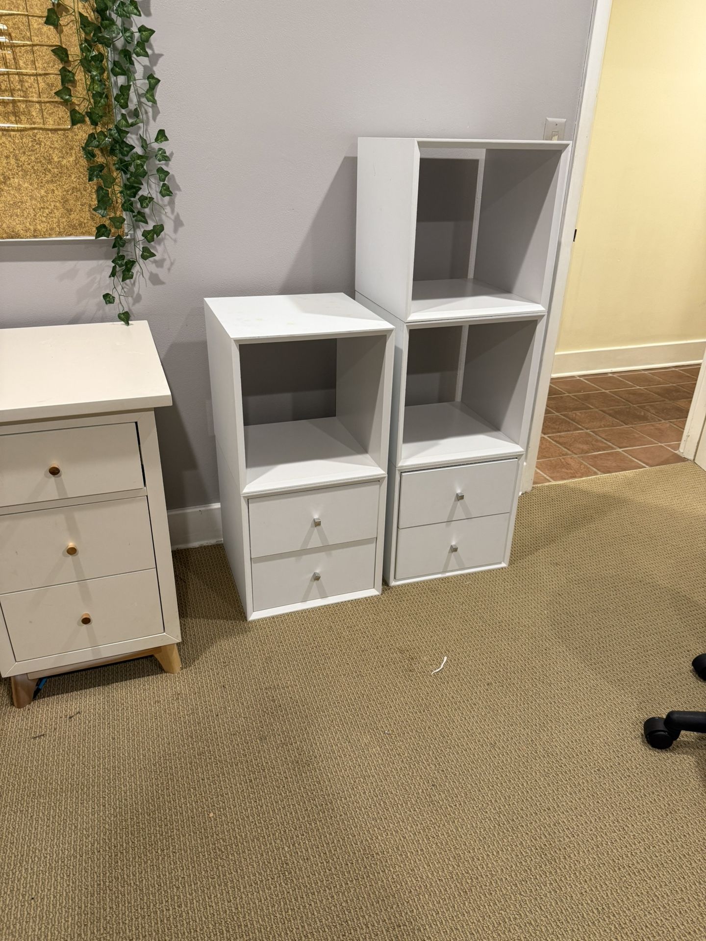 White Shelves Drawers 