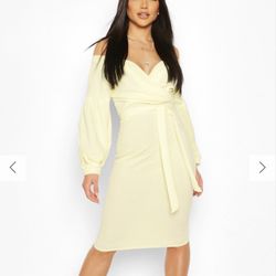 NEW Off The Shoulder Wrap Midi Bodycon Dress