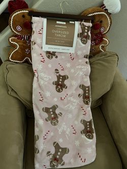 1 Pink gingerbread Throw And 1 Black Gingerbread Oversized Throw Blankets 80.00 Each