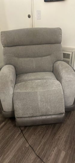 Gray Fabric Power Recliner Chair
