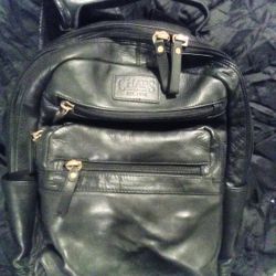 Chaps Ralph Lauren Genuine Leather Black Laptop Bag Backpack