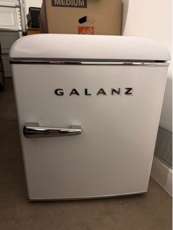 White Galanz Mini fridge