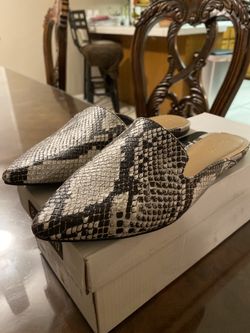 Snake print mules