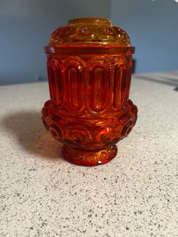 Rare Vintage LE Smith Moon and Stars Fairy Lamp 8 Inches - Amberina