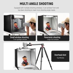 NEEWER Photo Studio Light Box, 18x18x18 Portable Folding Lightbox, 4 Backdrops, 5600K